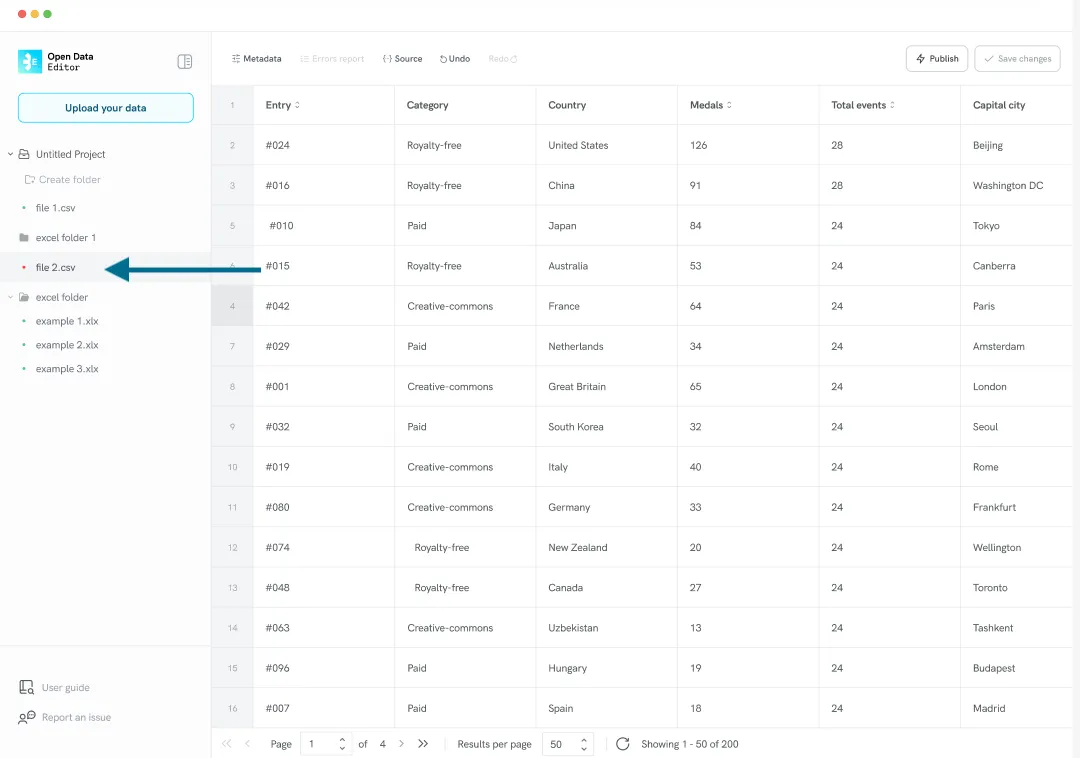 Uploading data sidebar